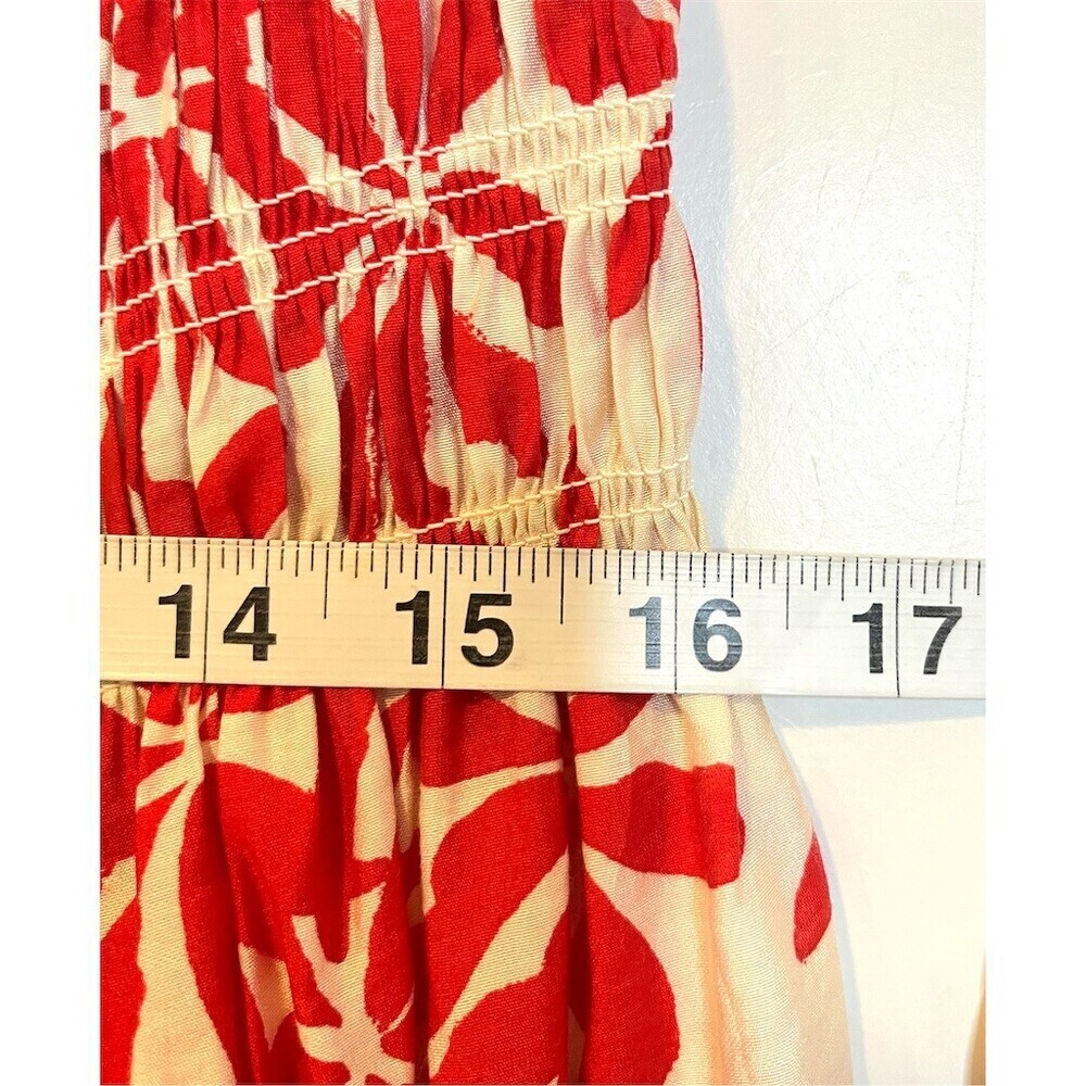 H&M Floral Maxi Smocked Dress 2XL Tropical Summer Resort Vacation Beach - Picture 4 of 7